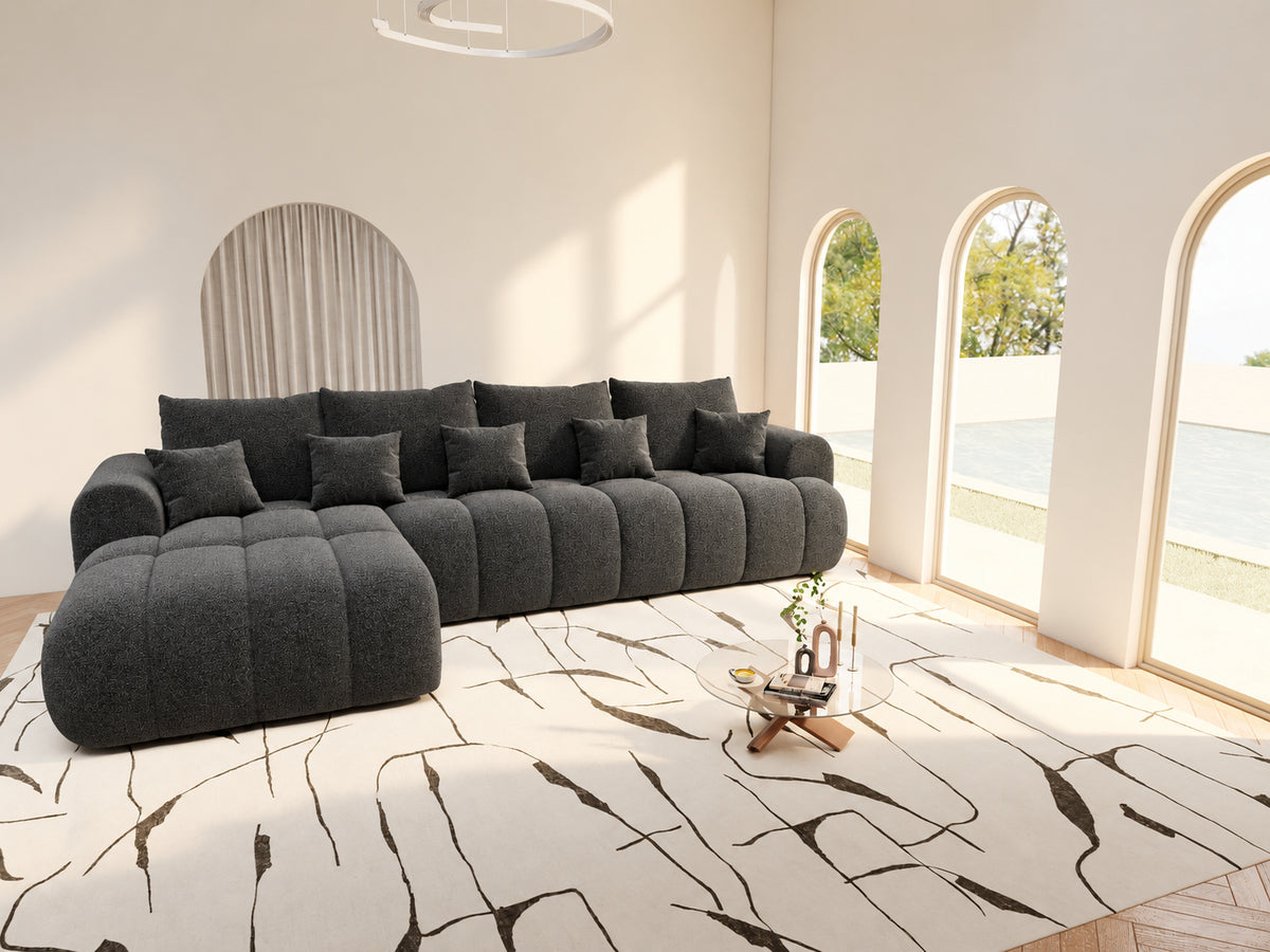 Colțar extensibil dumonde Milano XL Monte 99 Negru 327x175 cm – vedere 5