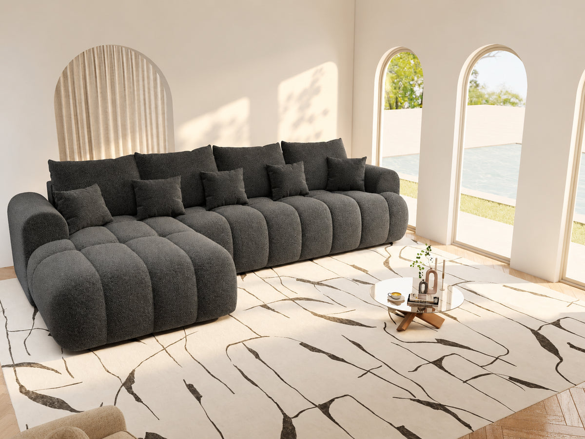 Colțar extensibil dumonde Milano XL Monte 99 Negru 327x175 cm – vedere 7