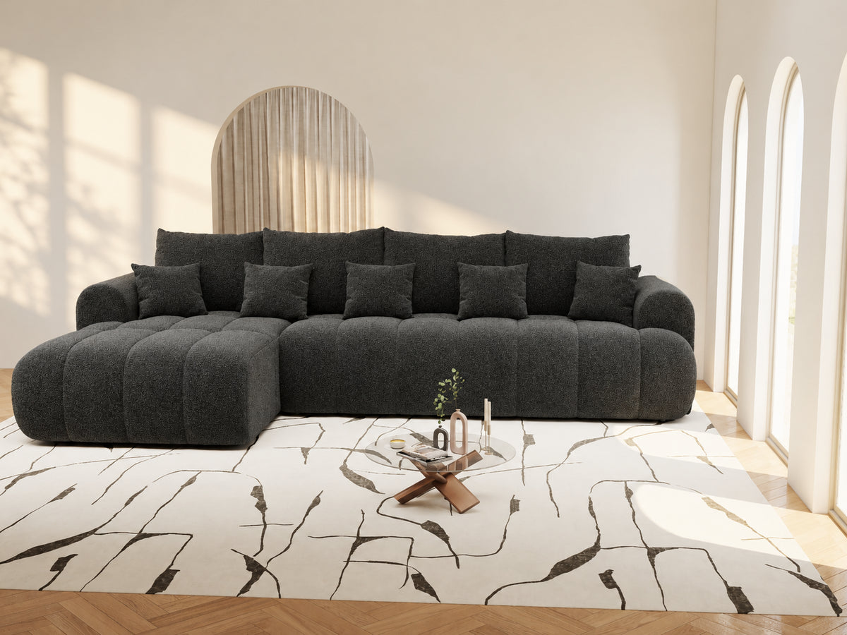 Colțar extensibil dumonde Milano XL Monte 99 Negru 327x175 cm – vedere 8