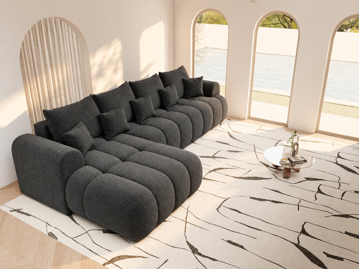 Colțar extensibil dumonde Milano XL Monte 99 Negru 327x175 cm – vedere 10