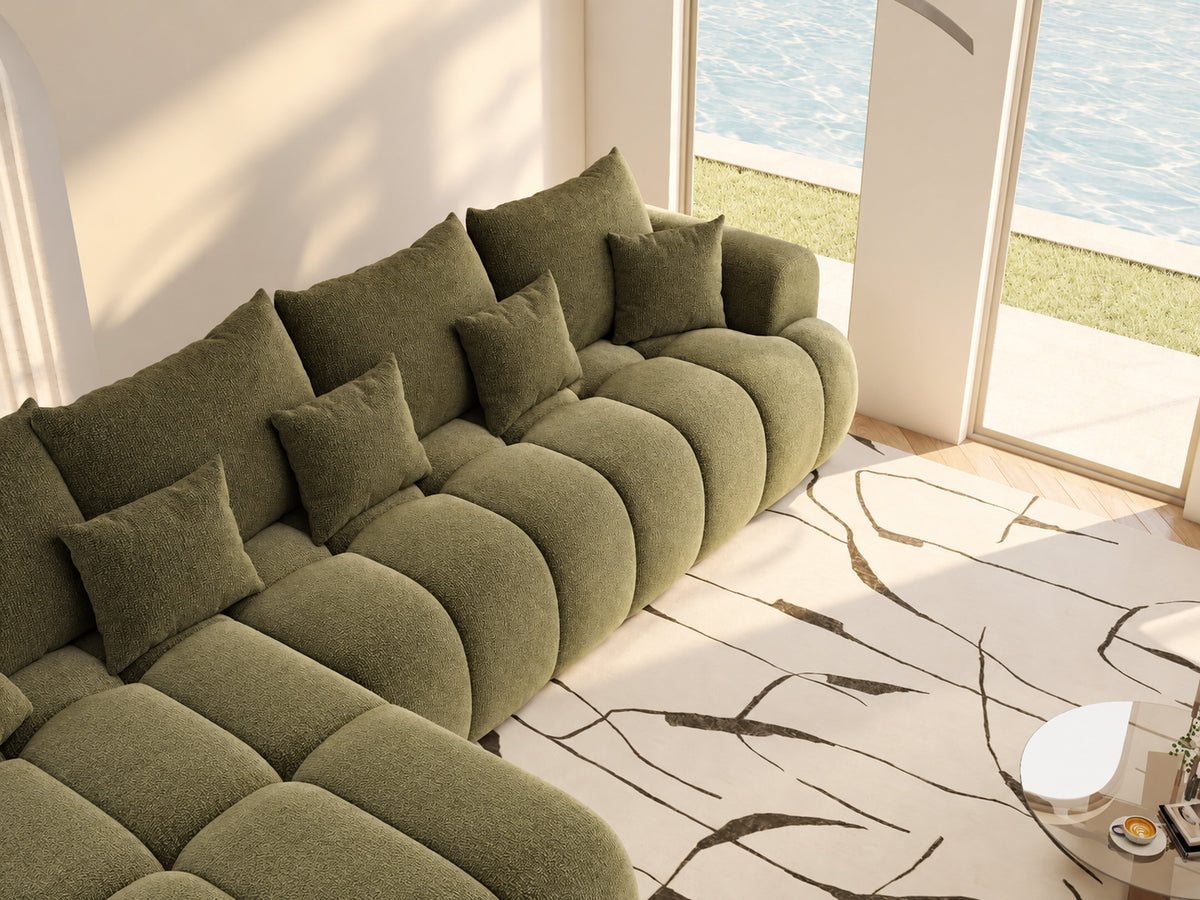 Colțar extensibil dumonde Milano XL Vibe 38 Olive 327x175 cm – vedere 1