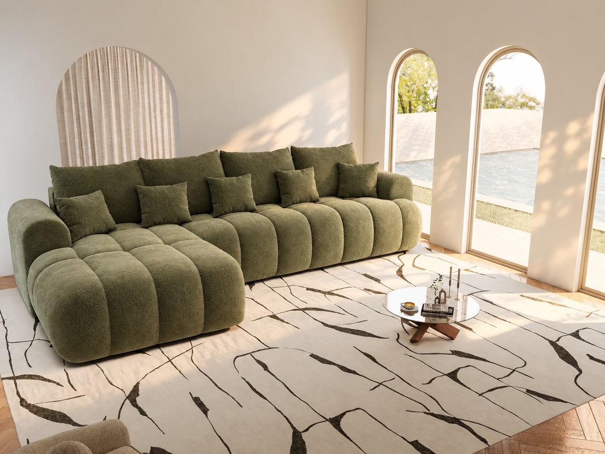 Colțar extensibil dumonde Milano XL Vibe 38 Olive 327x175 cm – vedere 2