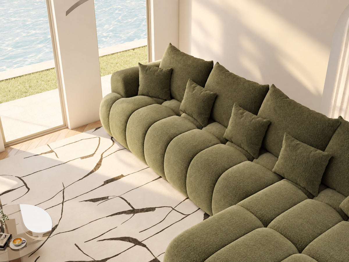 Colțar extensibil dumonde Milano XL Vibe 38 Olive II 327x175 cm – vedere 1