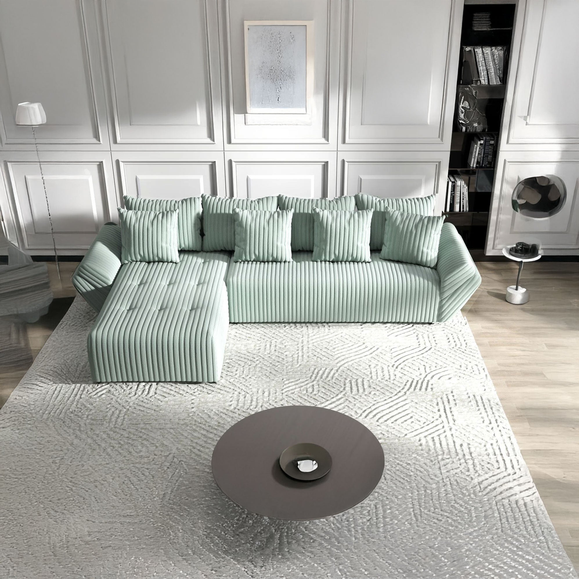 Colțar extensibil dumonde cu ladă de depozitare si sezut confortabil din spuma HR, Berlin XL Ambience Mint 350x185 cm Fabrica