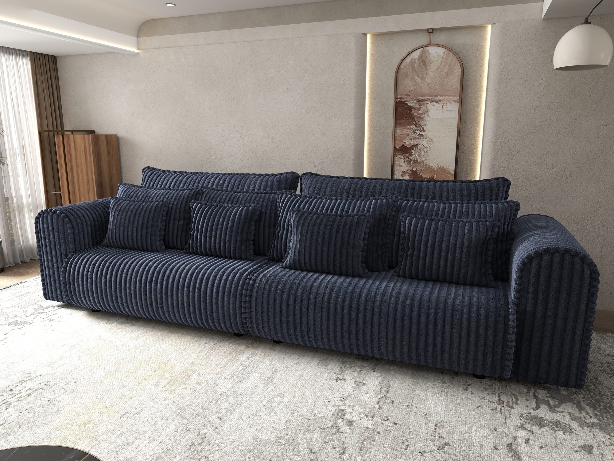 Canapea extensibilă dumonde cu ladă de depozitare Monaco Tilia Albastru 300x130 cm