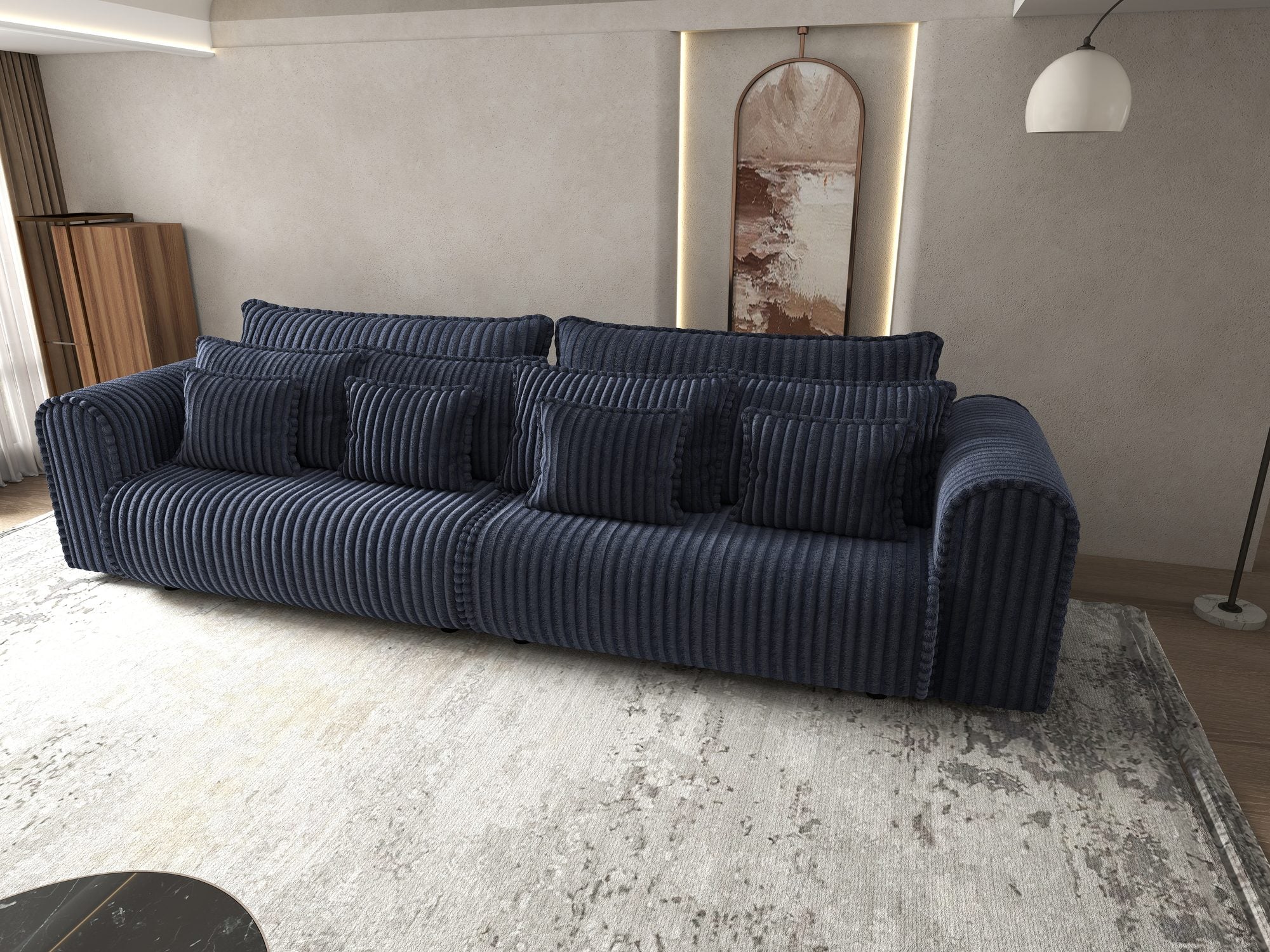 Canapea extensibilă dumonde cu ladă de depozitare Monaco Tilia Albastru 300x130 cm