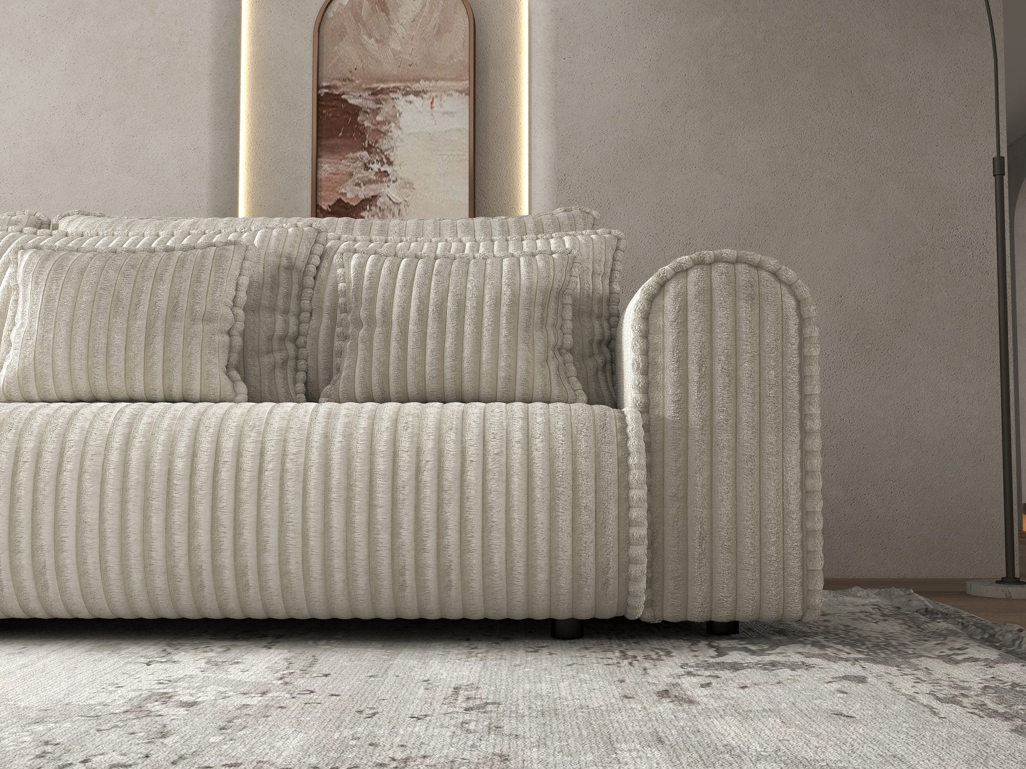 Canapea extensibilă dumonde cu ladă de depozitare si sezut confortabil din spuma high-density, Monaco Tilia Bej 01 300x130 cm