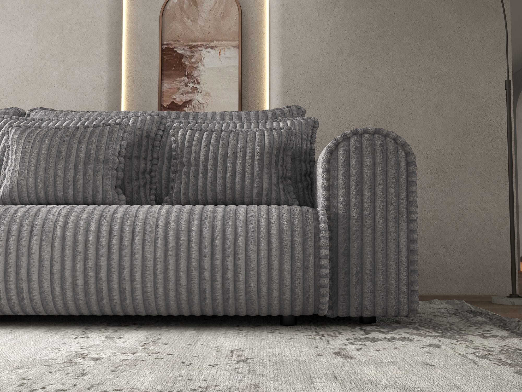 Canapea extensibilă dumonde cu ladă de depozitare si sezut confortabil din spuma high-density, Monaco Tilia Dove 300x130 cm