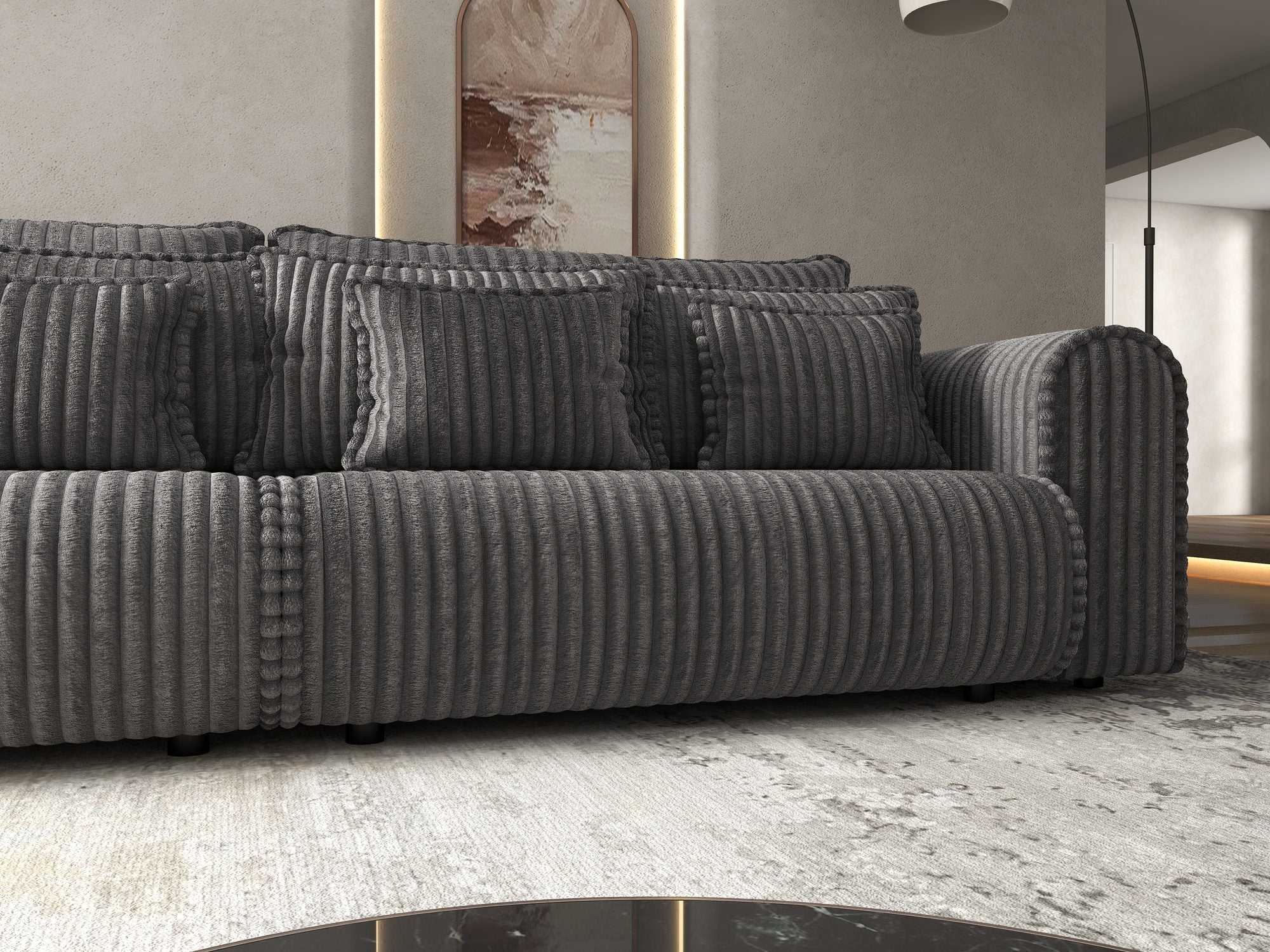 Canapea extensibilă dumonde cu ladă de depozitare Monaco Tilia Grafit 300x130 cm
