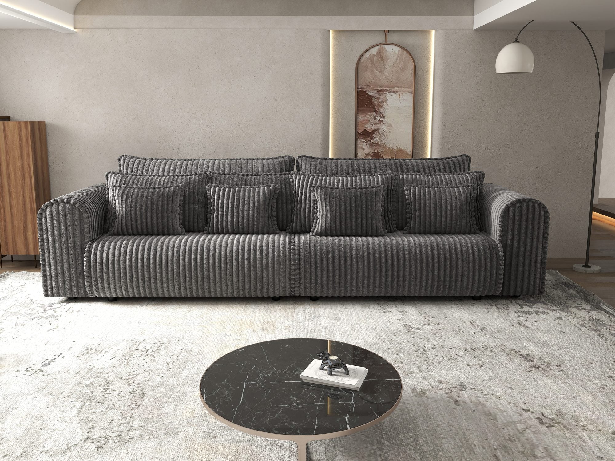 Canapea extensibilă dumonde cu ladă de depozitare Monaco Tilia Grafit 300x130 cm
