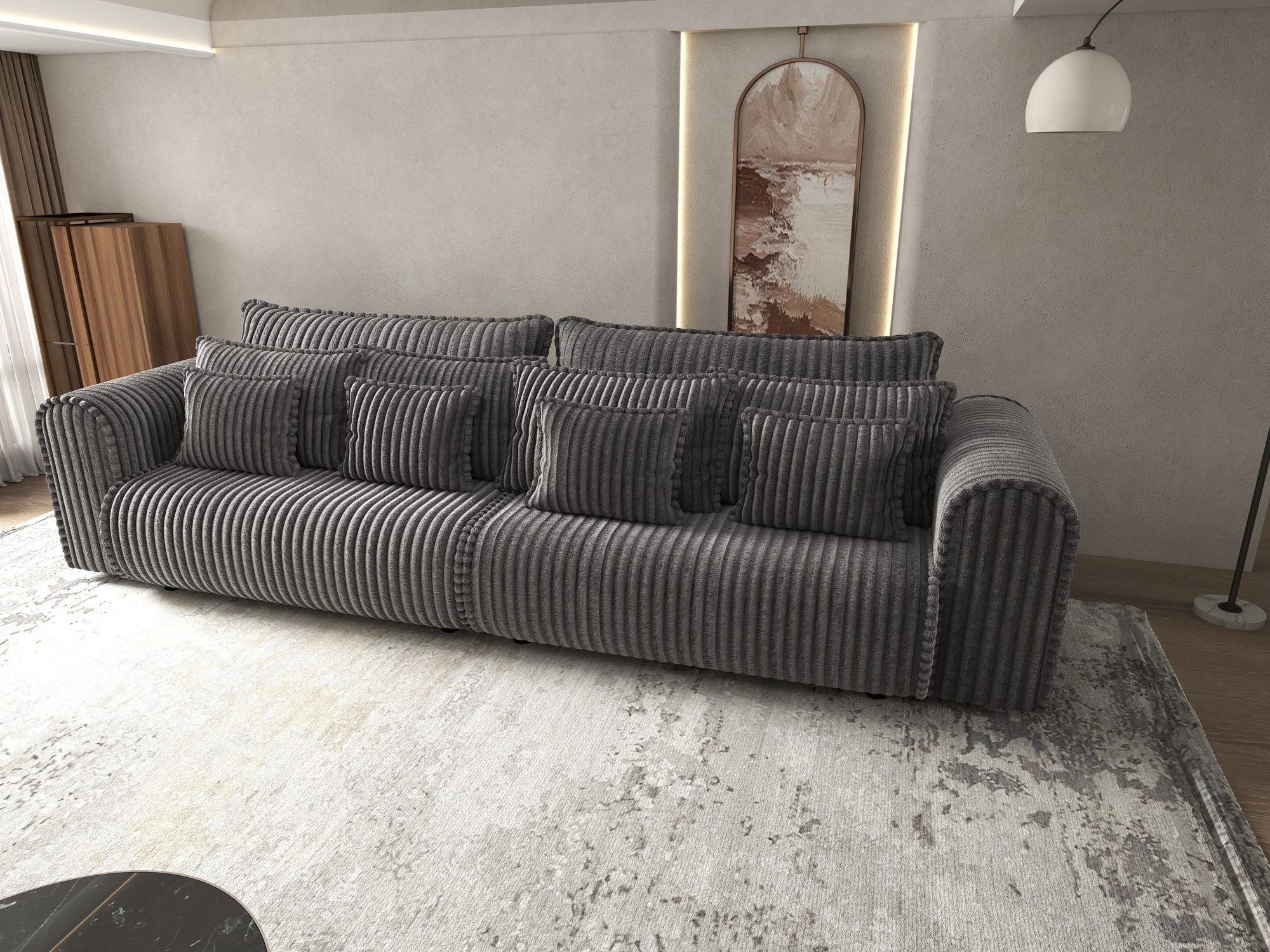 Canapea extensibilă dumonde cu ladă de depozitare Monaco Tilia Grafit 300x130 cm