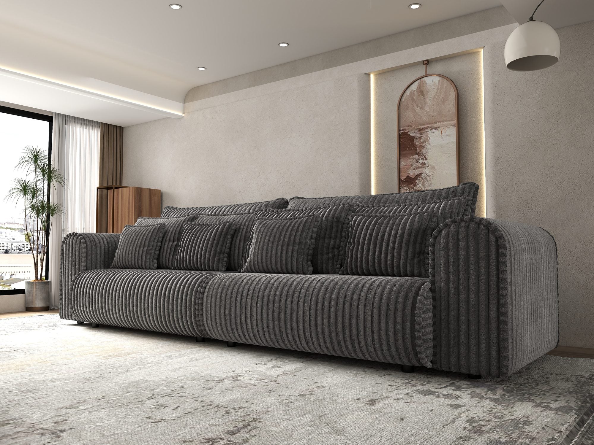 Canapea extensibilă dumonde cu ladă de depozitare Monaco Tilia Grafit 300x130 cm