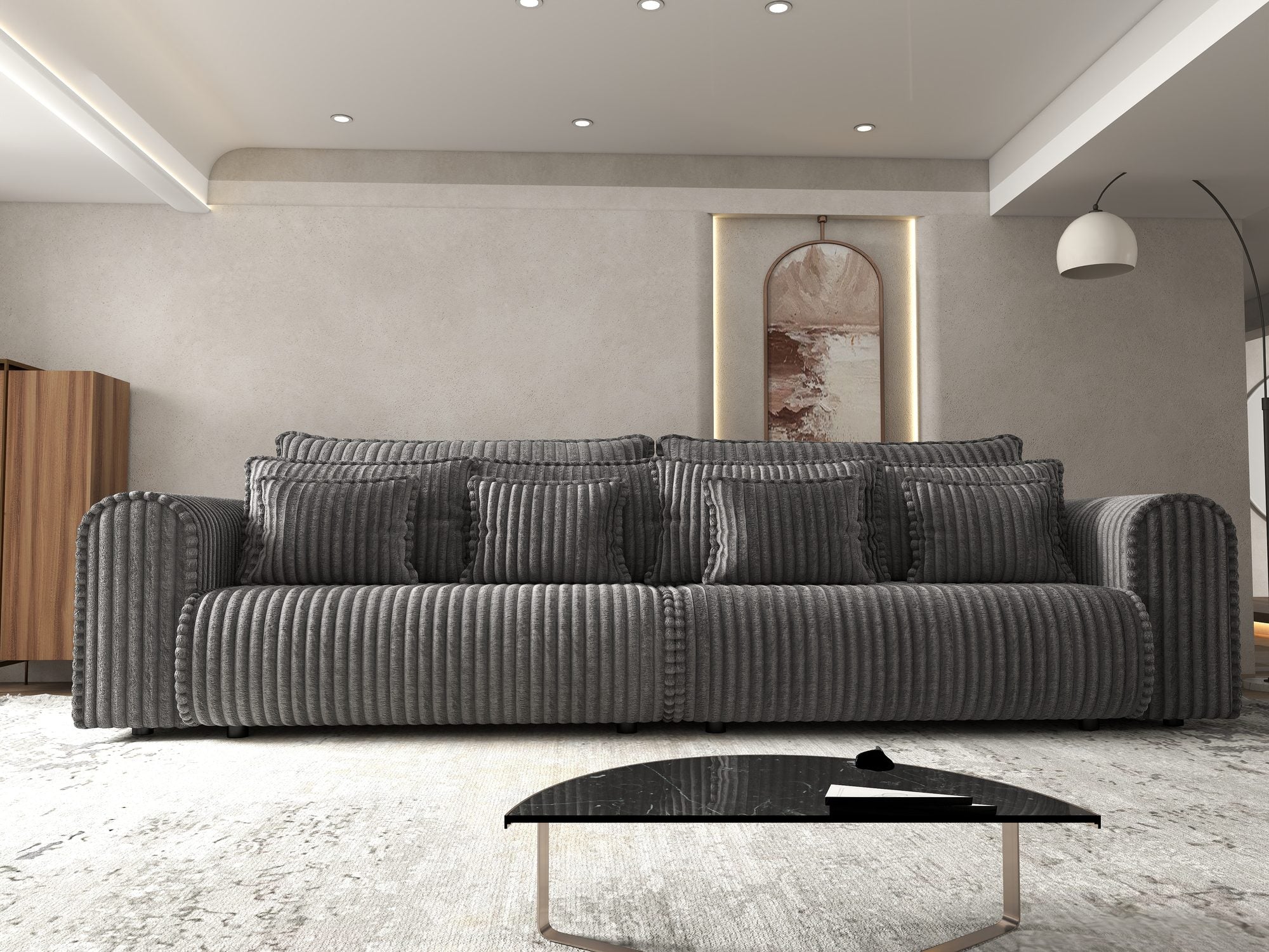 Canapea extensibilă dumonde cu ladă de depozitare Monaco Tilia Grafit 300x130 cm