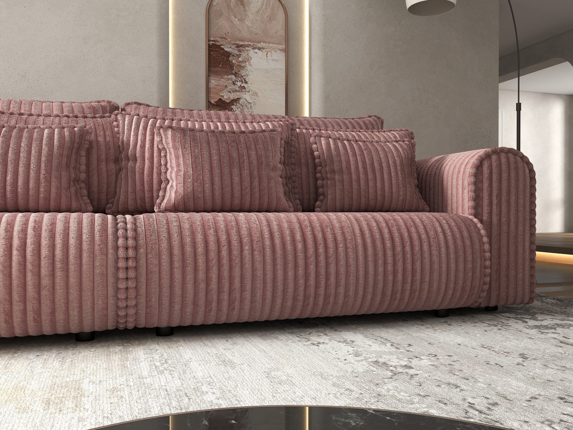 Canapea extensibilă dumonde cu ladă de depozitare Monaco Tilia Roz 300x130 cm