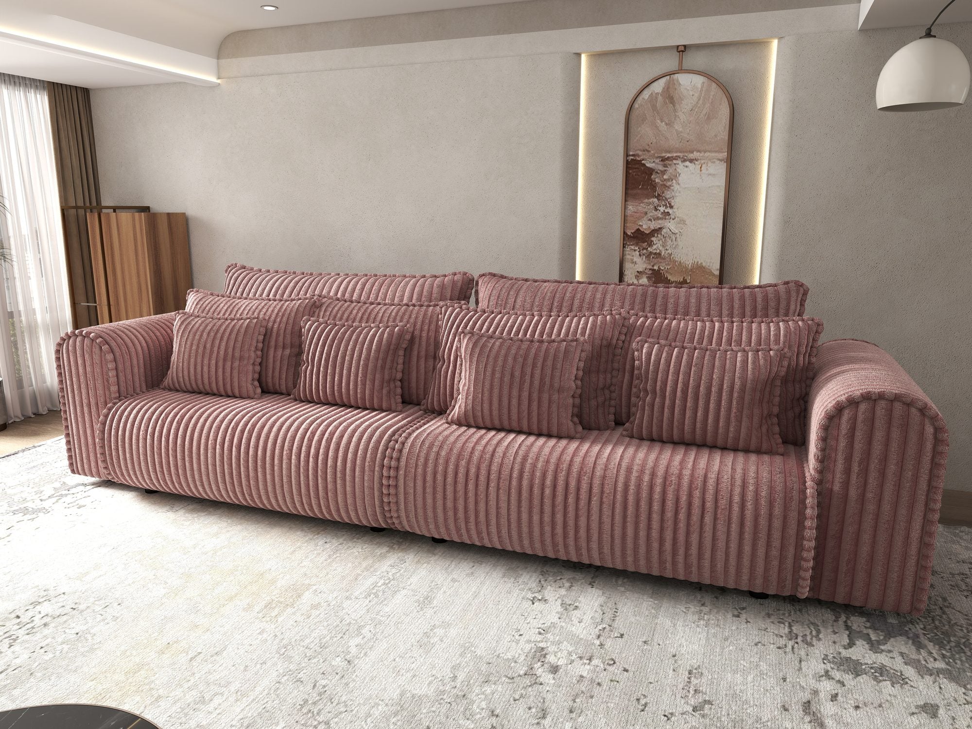 Canapea extensibilă dumonde cu ladă de depozitare Monaco Tilia Roz 300x130 cm