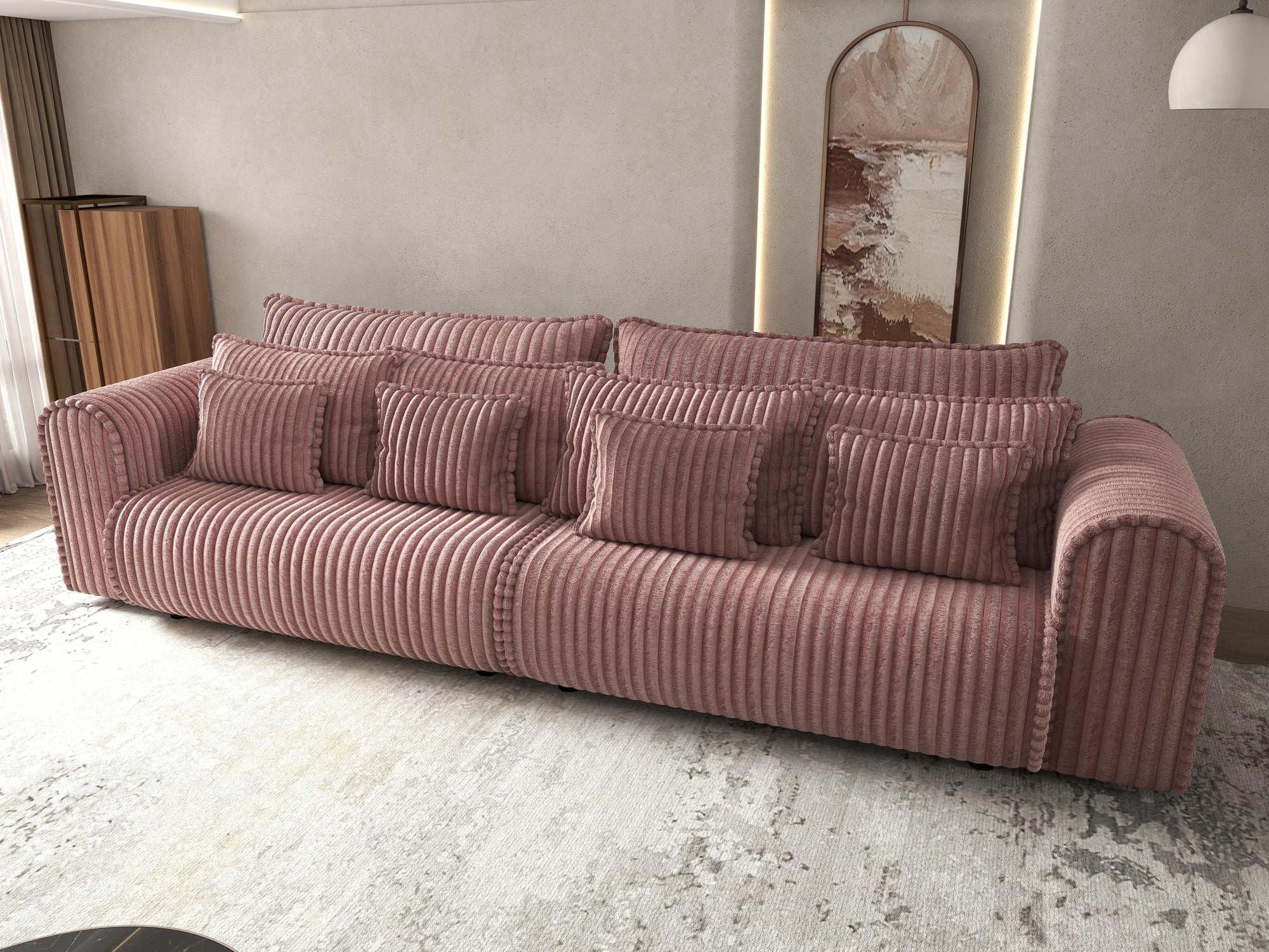 Canapea extensibilă dumonde cu ladă de depozitare Monaco Tilia Roz 300x130 cm