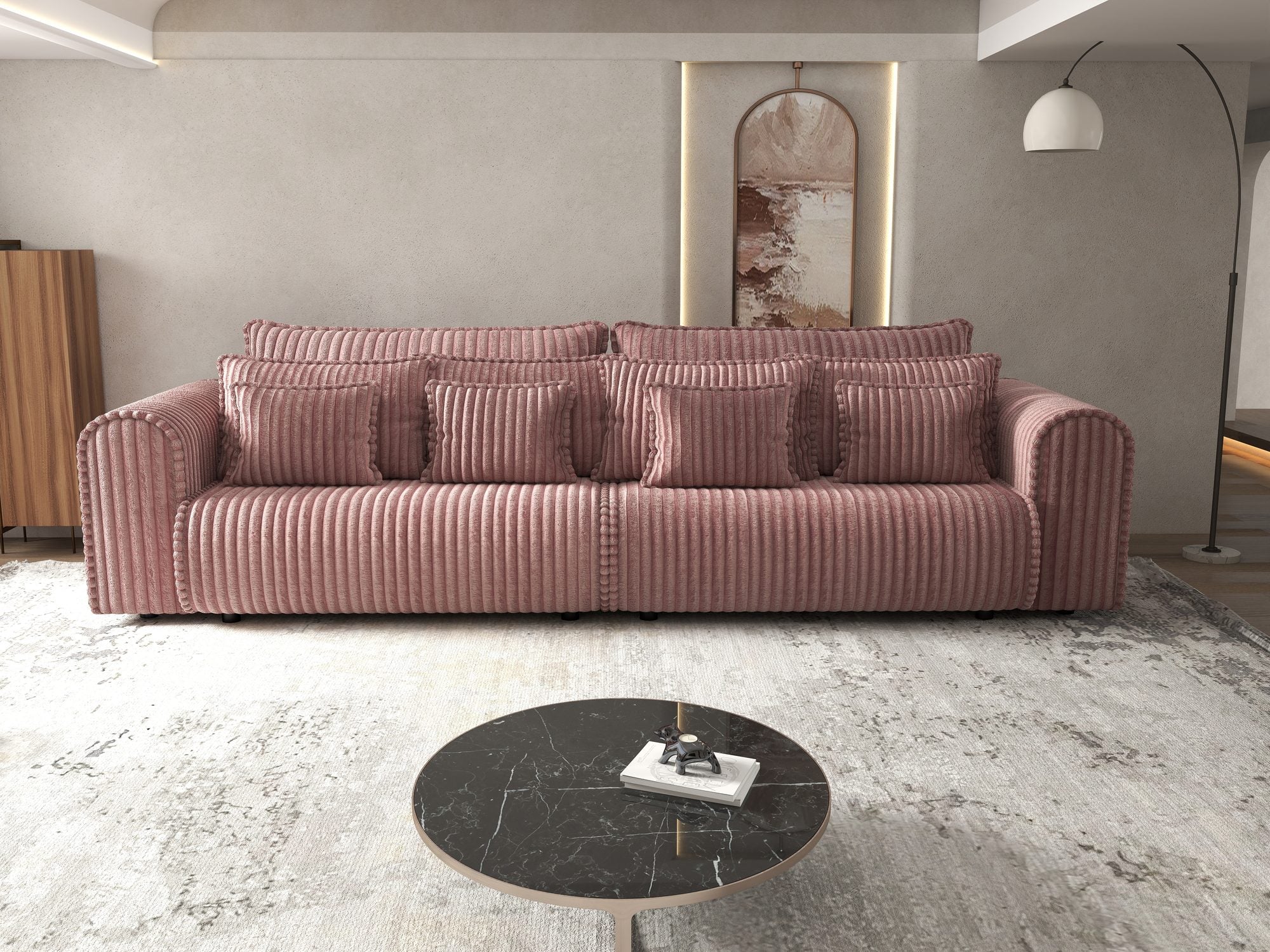Canapea extensibilă dumonde cu ladă de depozitare Monaco Tilia Roz 300x130 cm