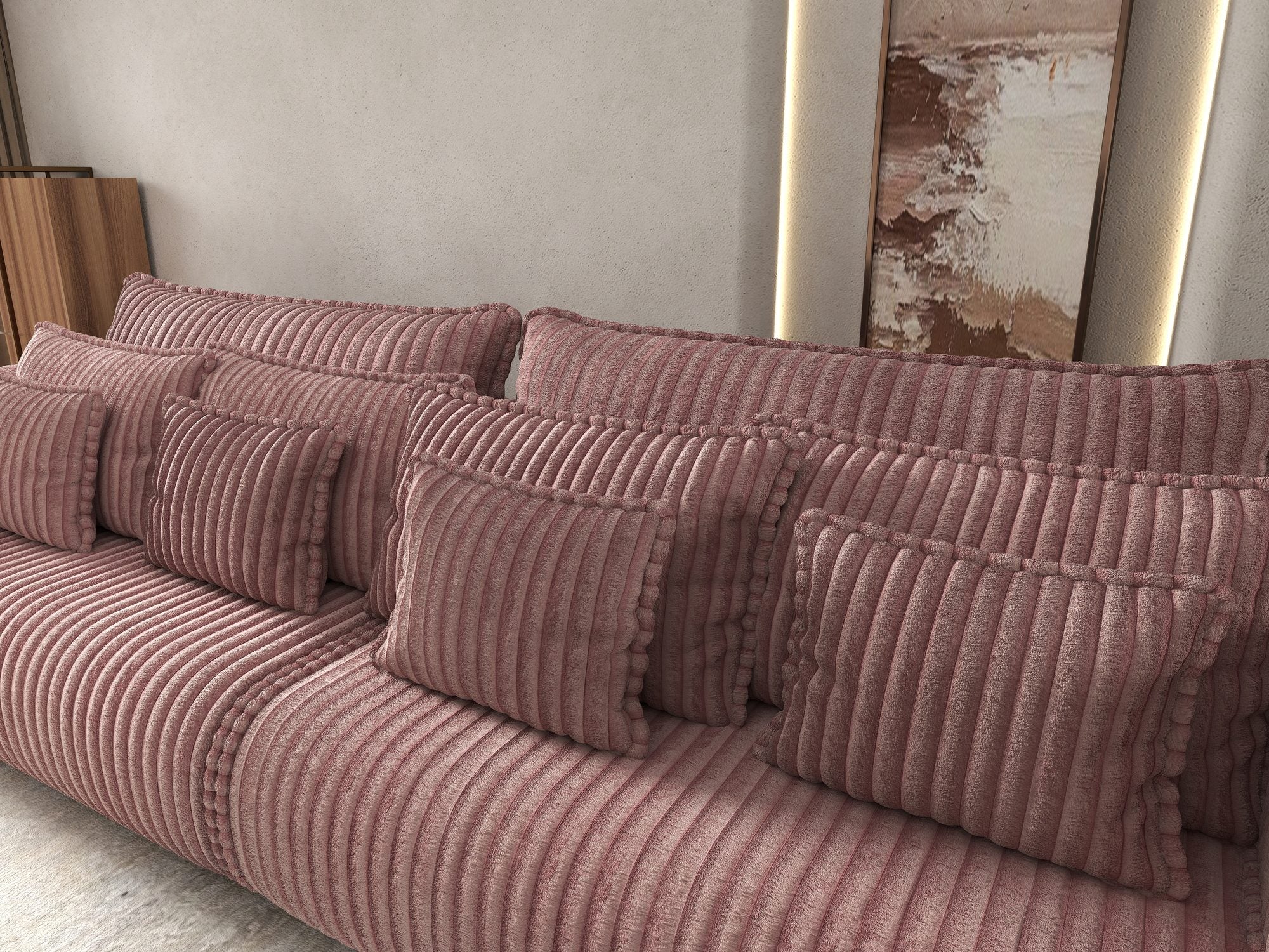 Canapea extensibilă dumonde cu ladă de depozitare Monaco Tilia Roz 300x130 cm