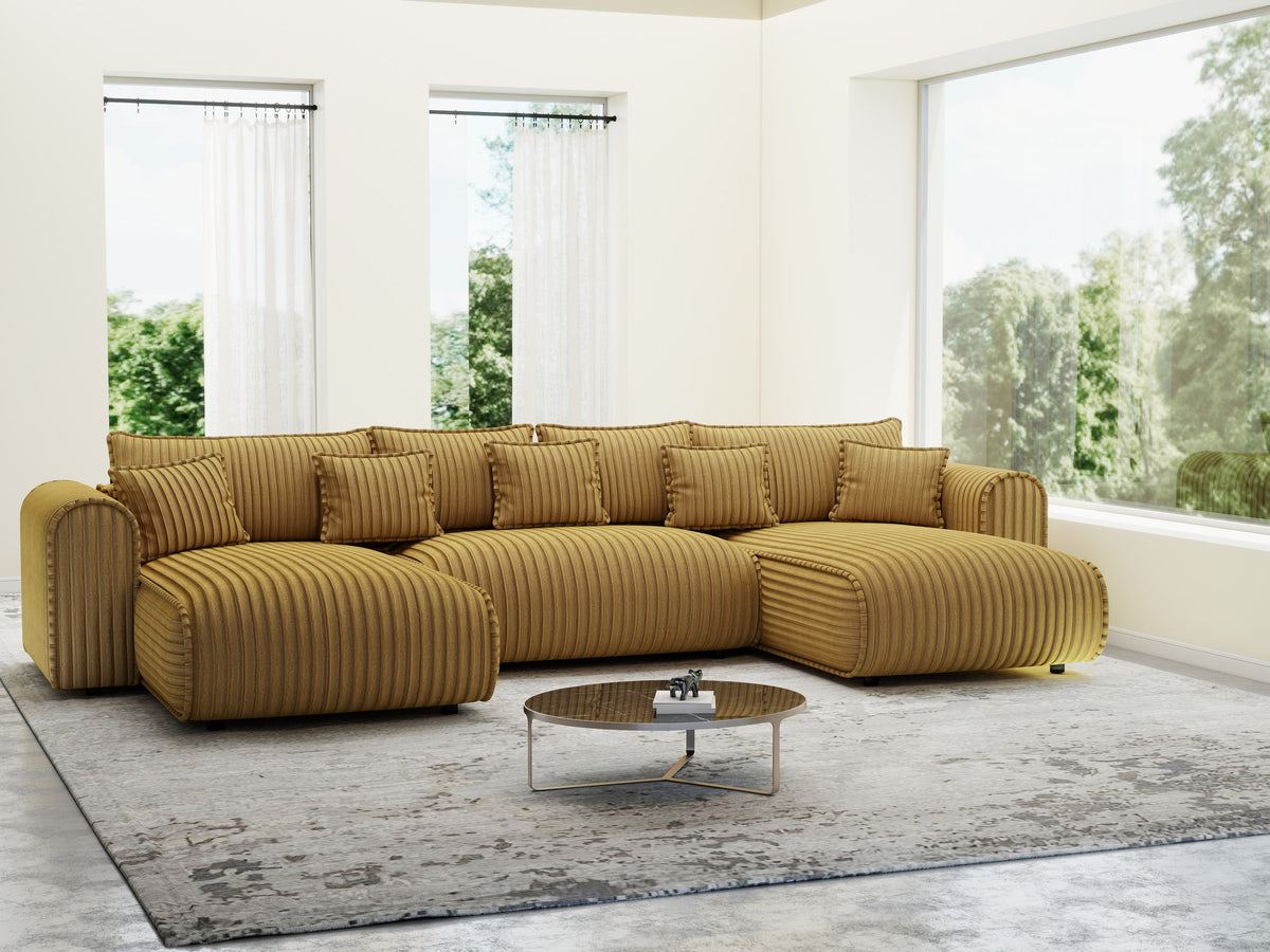 Colțar extensibil dumonde în formă de U cu ladă de depozitare Monaco U Ambience Amber 390x190 cm — imagine 2