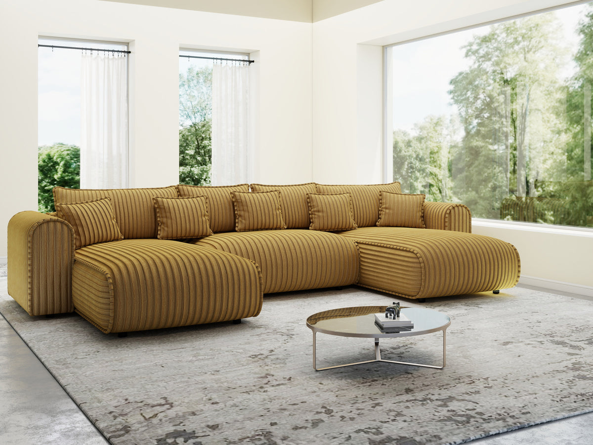 Colțar extensibil dumonde în formă de U cu ladă de depozitare Monaco U Ambience Amber 390x190 cm — imagine 4