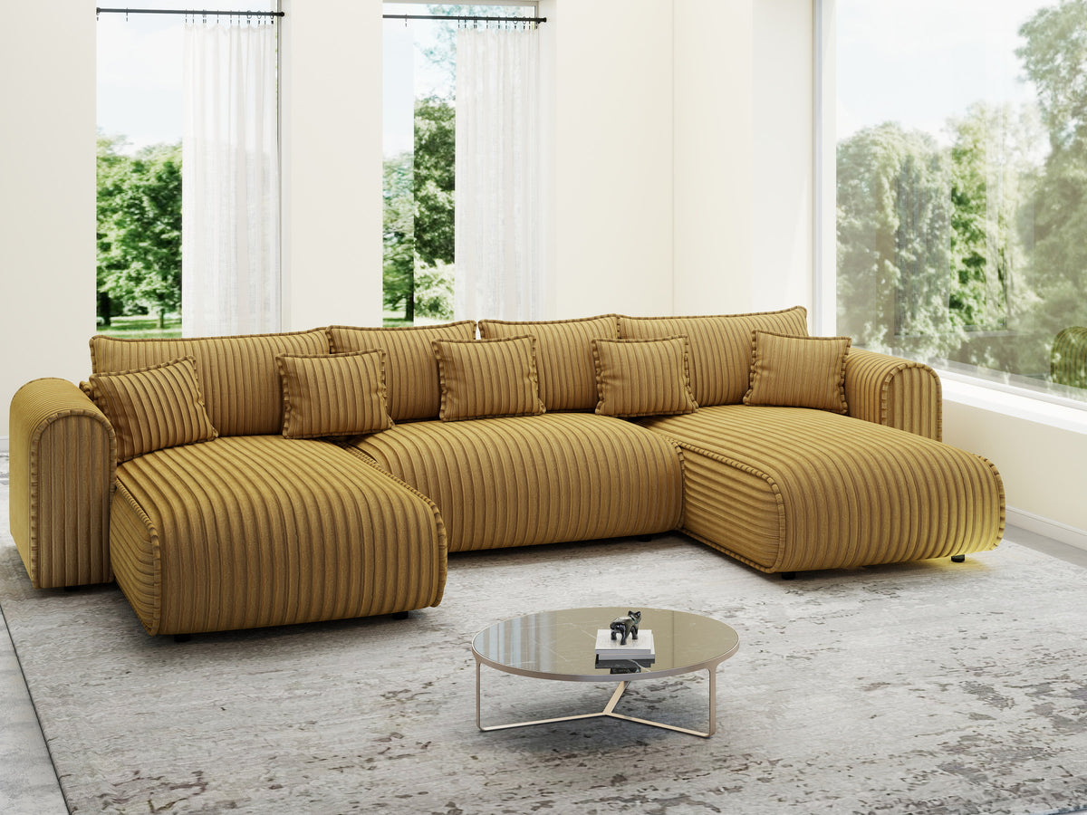 Colțar extensibil dumonde în formă de U cu ladă de depozitare Monaco U Ambience Amber 390x190 cm — imagine 6