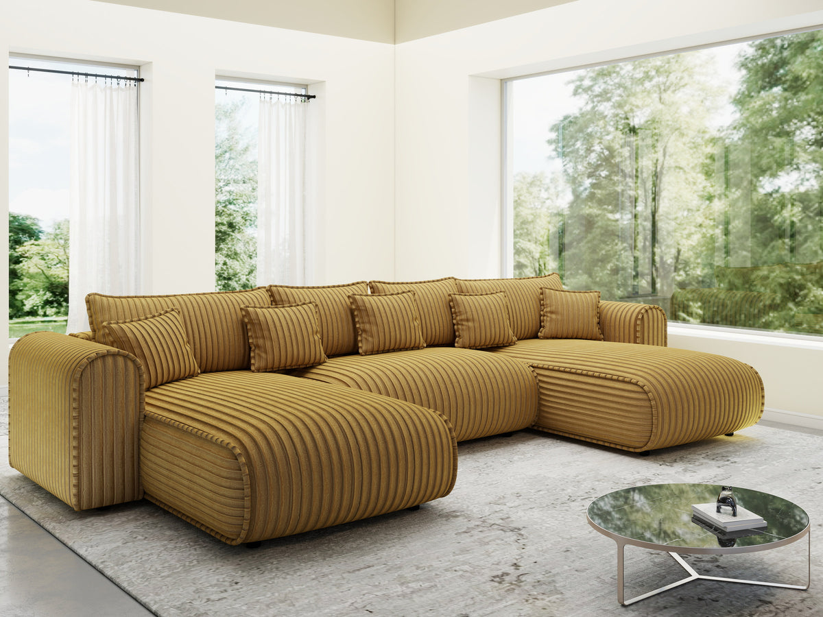 Colțar extensibil dumonde în formă de U cu ladă de depozitare Monaco U Ambience Amber 390x190 cm — imagine 8