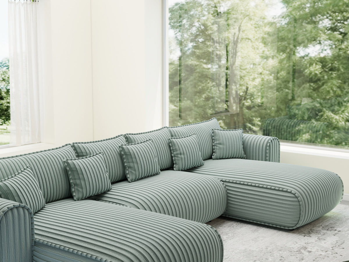 Colțar extensibil dumonde în formă de U cu ladă de depozitare Monaco U Ambience Sage 390x190 cm — imagine 7