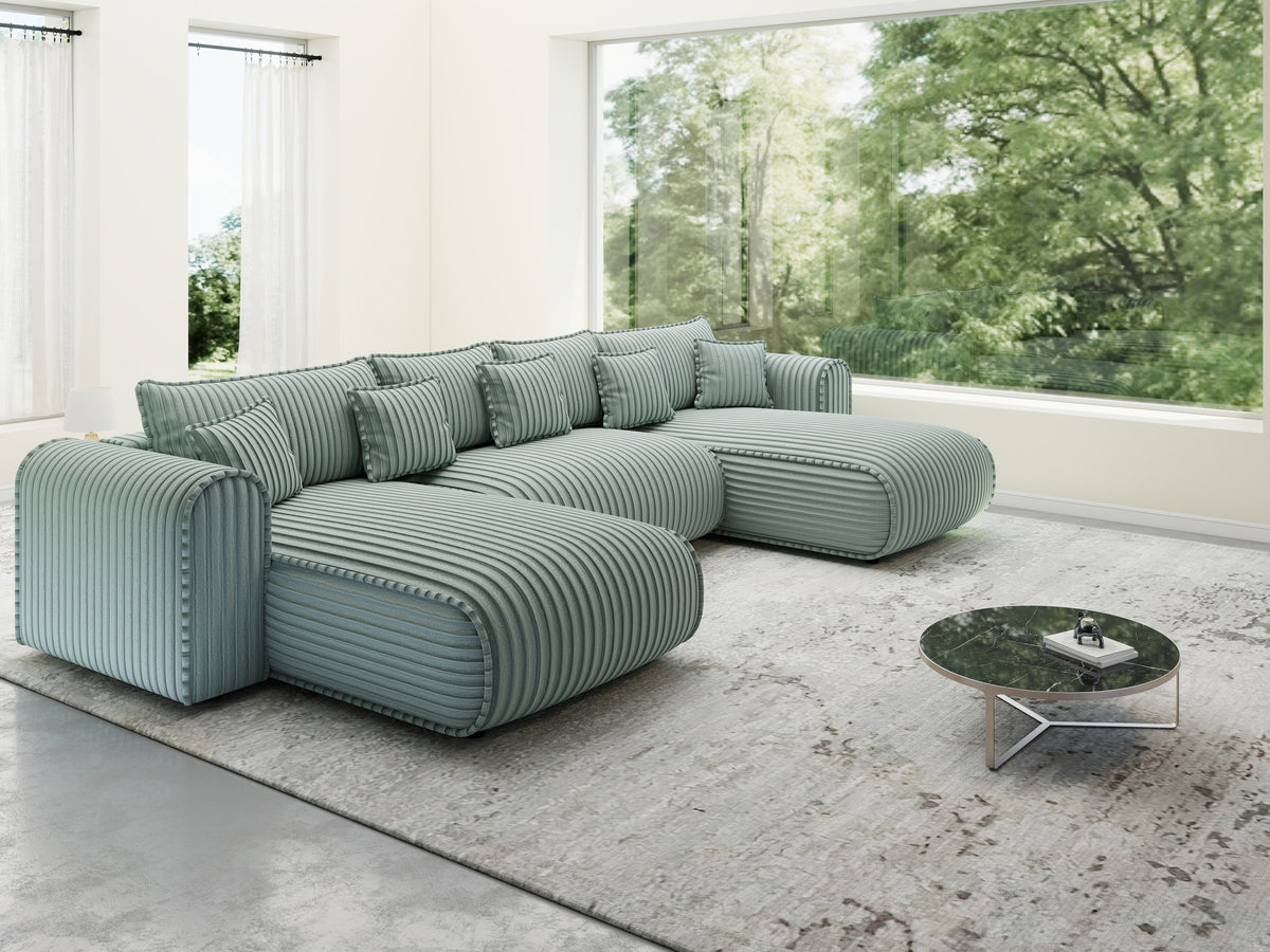 Colțar extensibil dumonde în formă de U cu ladă de depozitare Monaco U Ambience Sage 390x190 cm — imagine 10