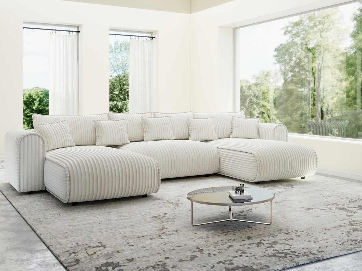 Colțar extensibil dumonde în formă de U cu ladă de depozitare Monaco U Tilia Crem 390x190 cm — imagine 4