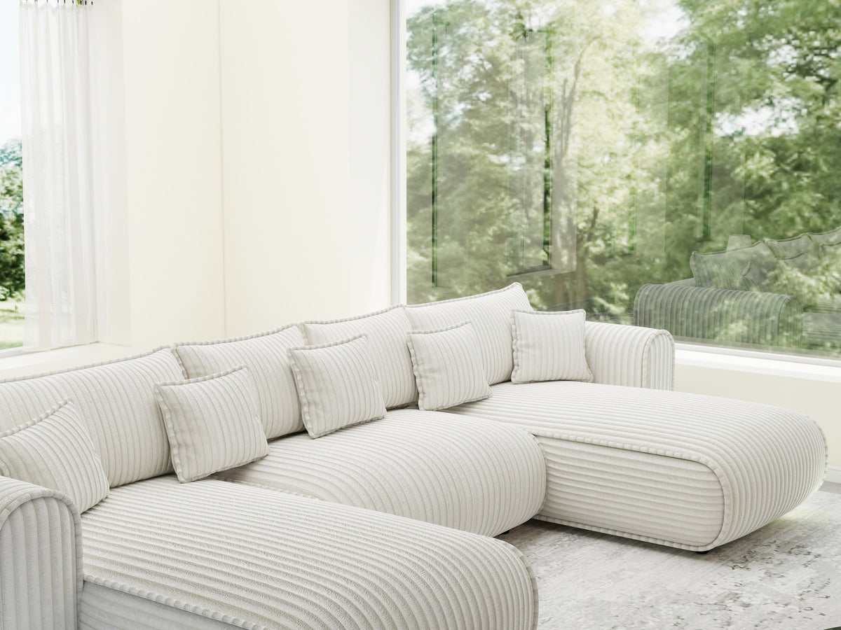 Colțar extensibil dumonde în formă de U cu ladă de depozitare Monaco U Tilia Crem 390x190 cm — imagine 7
