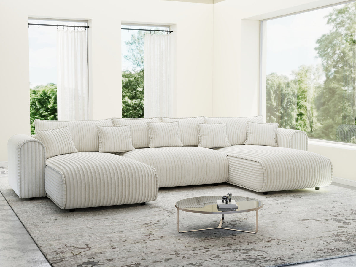 Colțar extensibil dumonde în formă de U cu ladă de depozitare Monaco U Tilia Crem 390x190 cm — imagine 9