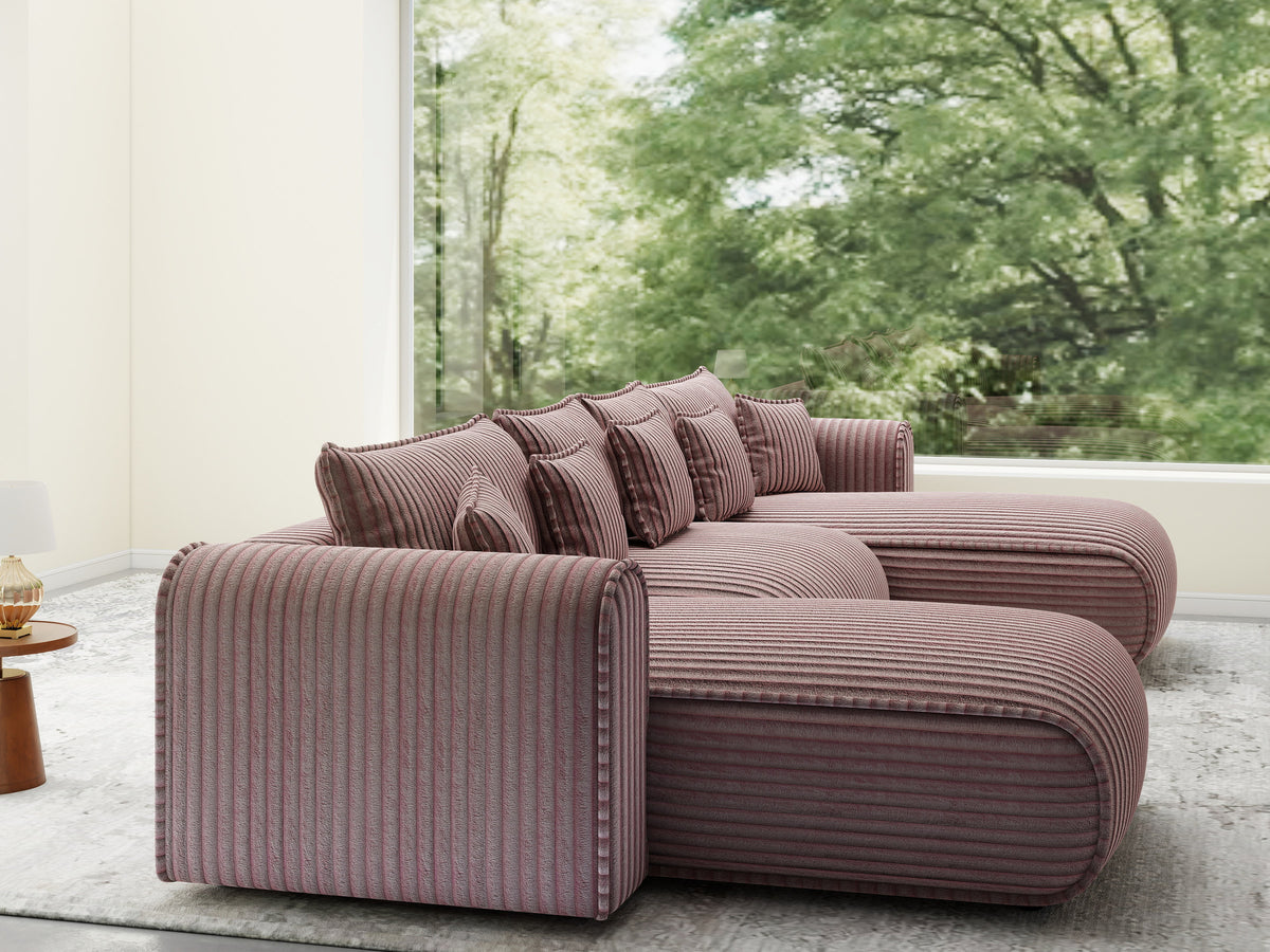Colțar extensibil dumonde în formă de U cu ladă de depozitare Monaco U Tilia Roz 390x190 cm — imagine 3