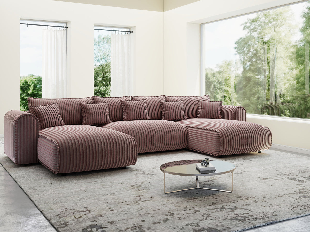 Colțar extensibil dumonde în formă de U cu ladă de depozitare Monaco U Tilia Roz 390x190 cm — imagine 4
