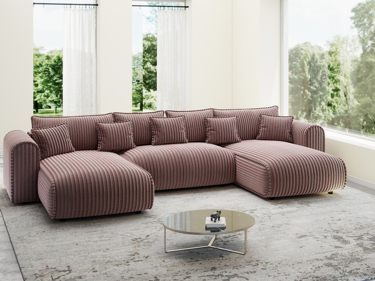 Colțar extensibil dumonde în formă de U cu ladă de depozitare Monaco U Tilia Roz 390x190 cm — imagine 6