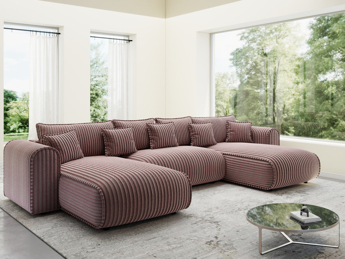 Colțar extensibil dumonde în formă de U cu ladă de depozitare Monaco U Tilia Roz 390x190 cm — imagine 8