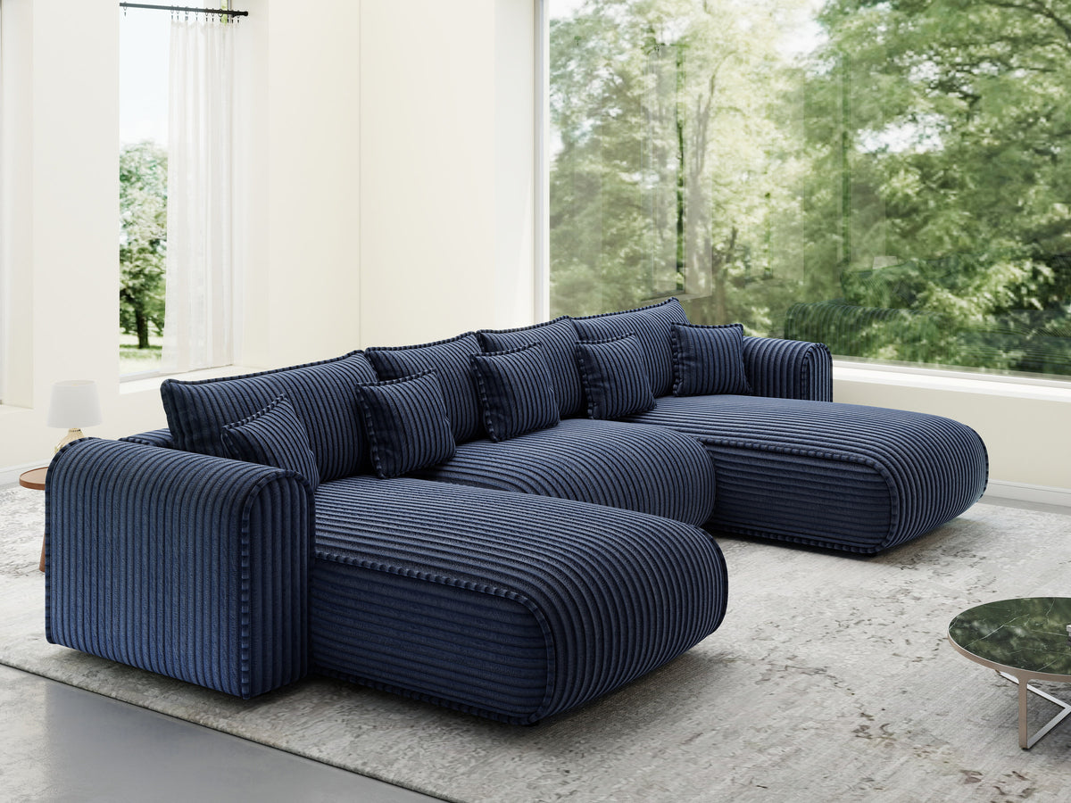 Colțar extensibil dumonde în formă de U cu ladă de depozitare Monaco U Tilia Albastru 390x190 cm — imagine 1
