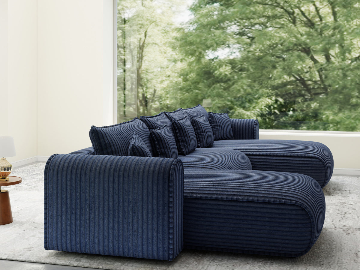 Colțar extensibil dumonde în formă de U cu ladă de depozitare Monaco U Tilia Albastru 390x190 cm — imagine 3
