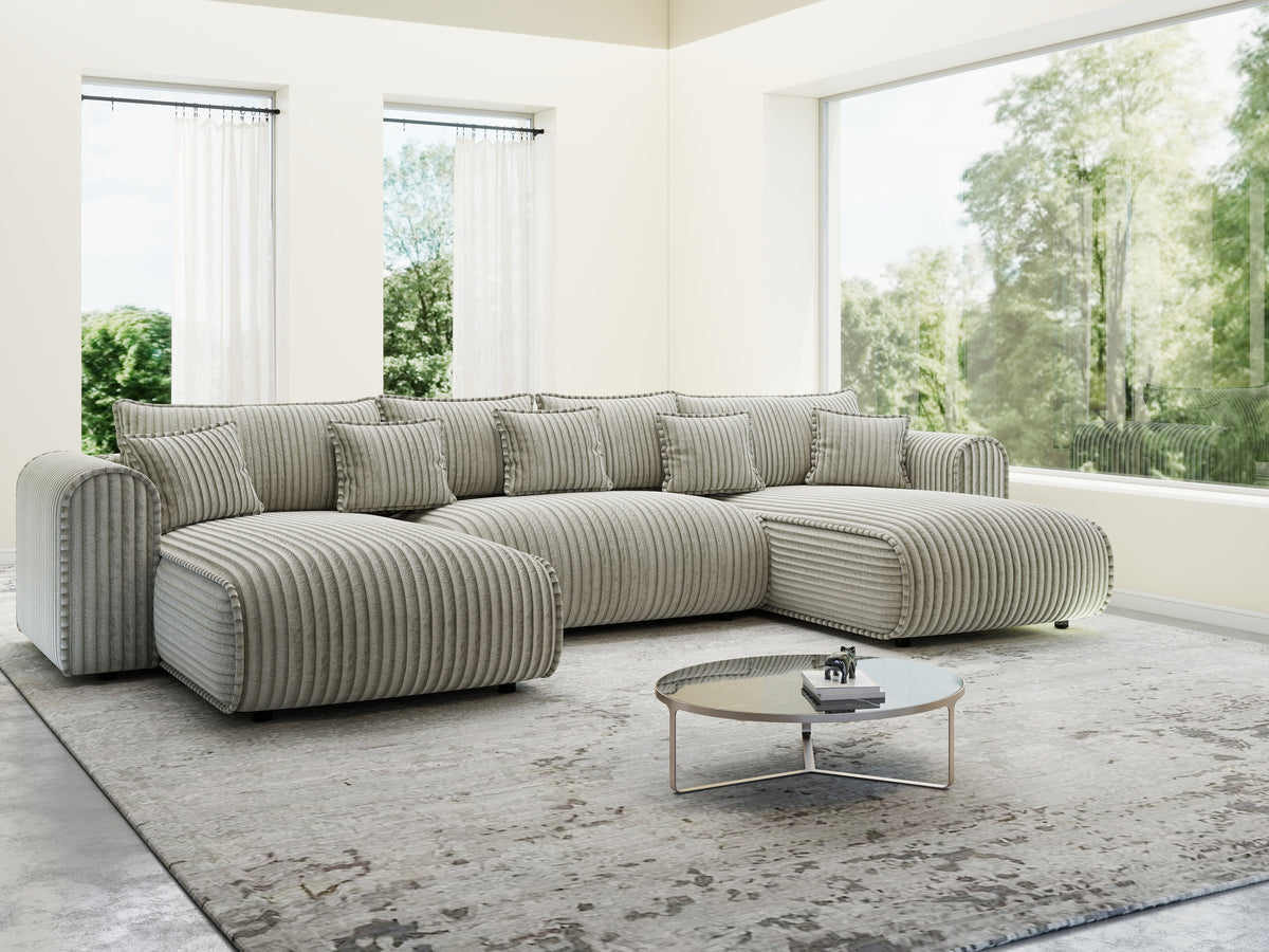 Colțar extensibil dumonde în formă de U cu ladă de depozitare Monaco U Tilia Bej 390x190 cm — imagine 4