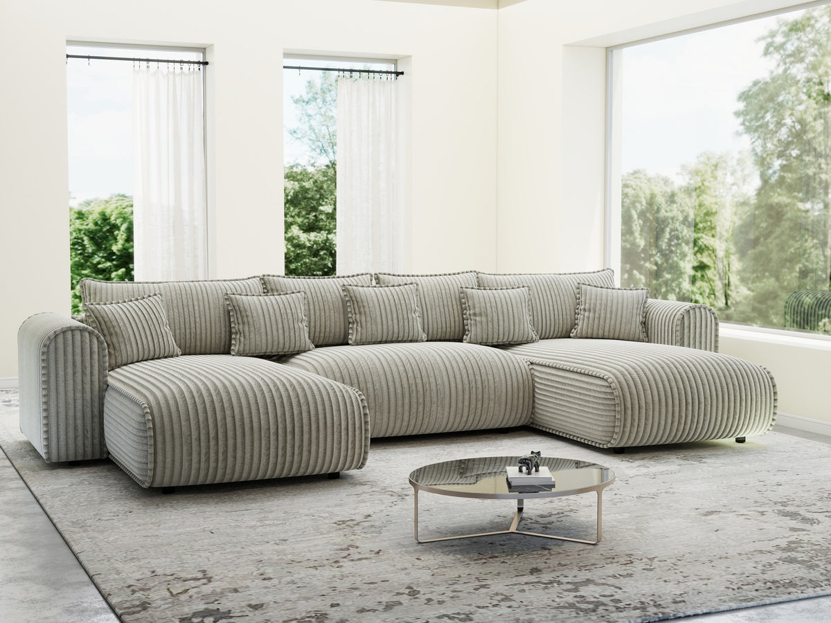 Colțar extensibil dumonde în formă de U cu ladă de depozitare Monaco U Tilia Bej 390x190 cm — imagine 9