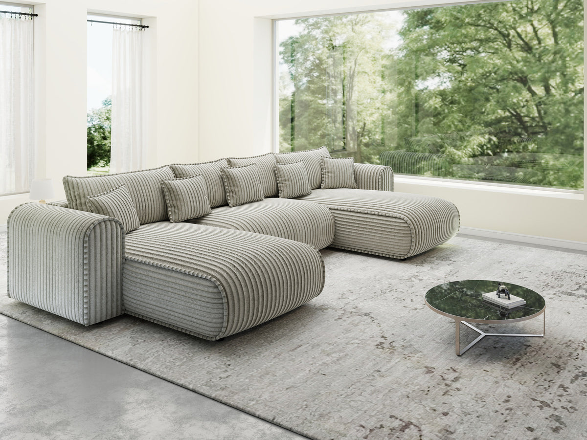 Colțar extensibil dumonde în formă de U cu ladă de depozitare Monaco U Tilia Bej 390x190 cm — imagine 10