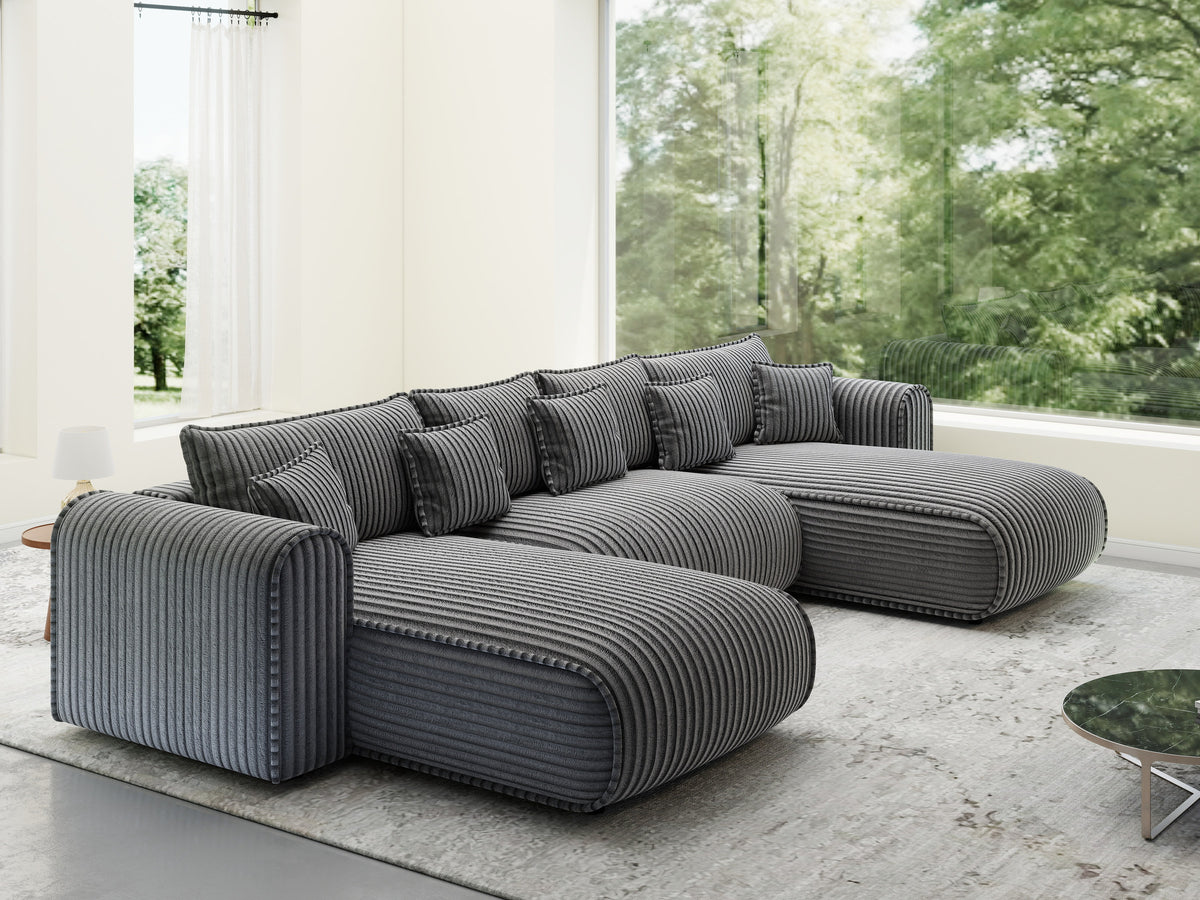 Colțar extensibil dumonde în formă de U cu ladă de depozitare Monaco U Tilia Grafit 390x190 cm — imagine 1