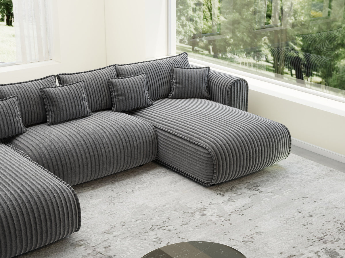 Colțar extensibil dumonde în formă de U cu ladă de depozitare Monaco U Tilia Grafit 390x190 cm — imagine 5