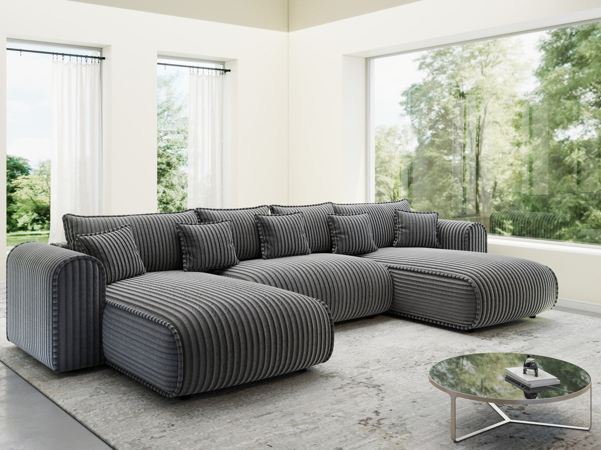 Colțar extensibil dumonde în formă de U cu ladă de depozitare Monaco U Tilia Grafit 390x190 cm — imagine 8