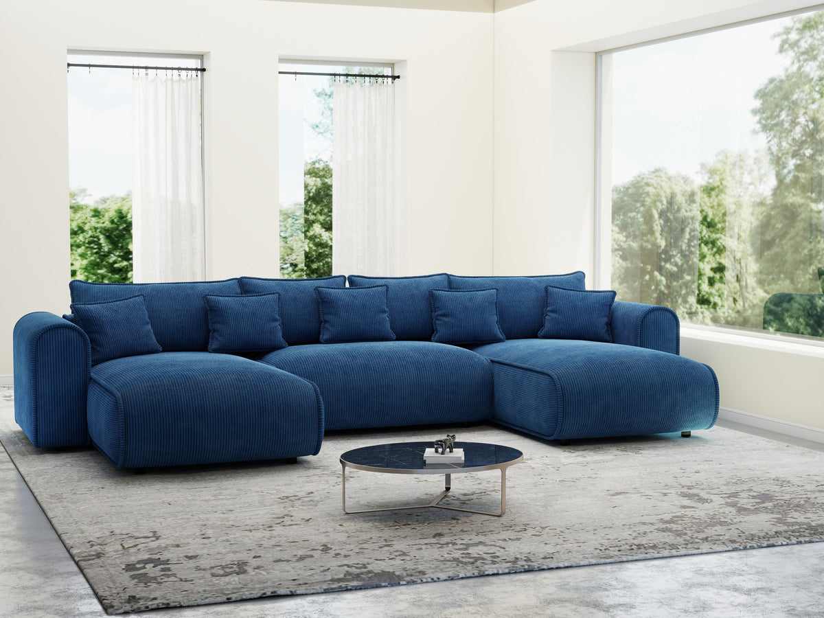 Colțar extensibil dumonde în formă de U cu ladă de depozitare Monaco U Zoom Albastru 390x190 cm — imagine 2