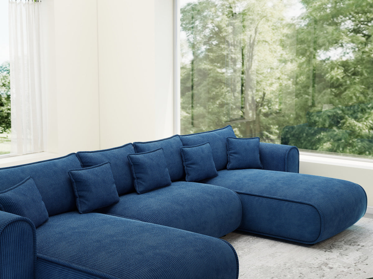 Colțar extensibil dumonde în formă de U cu ladă de depozitare Monaco U Zoom Albastru 390x190 cm — imagine 7