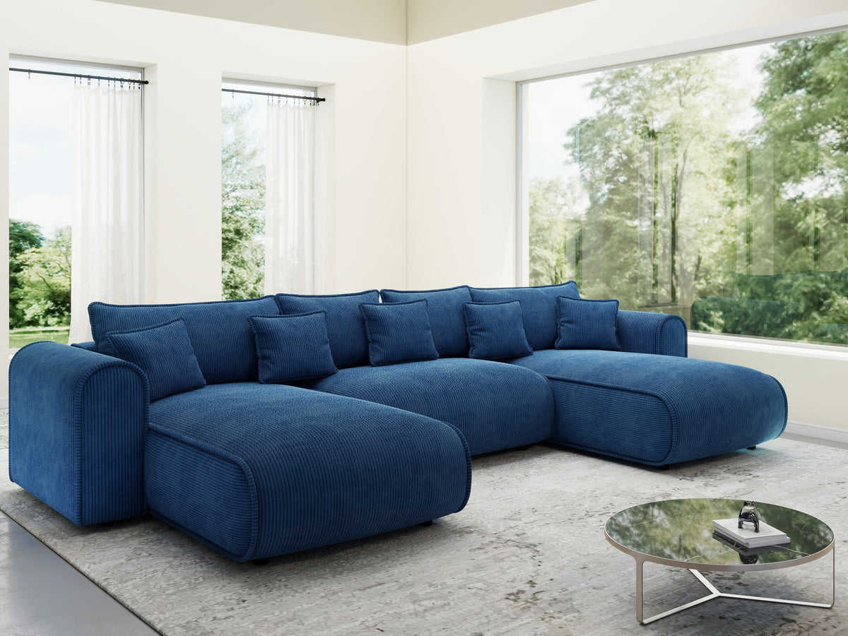 Colțar extensibil dumonde în formă de U cu ladă de depozitare Monaco U Zoom Albastru 390x190 cm — imagine 8