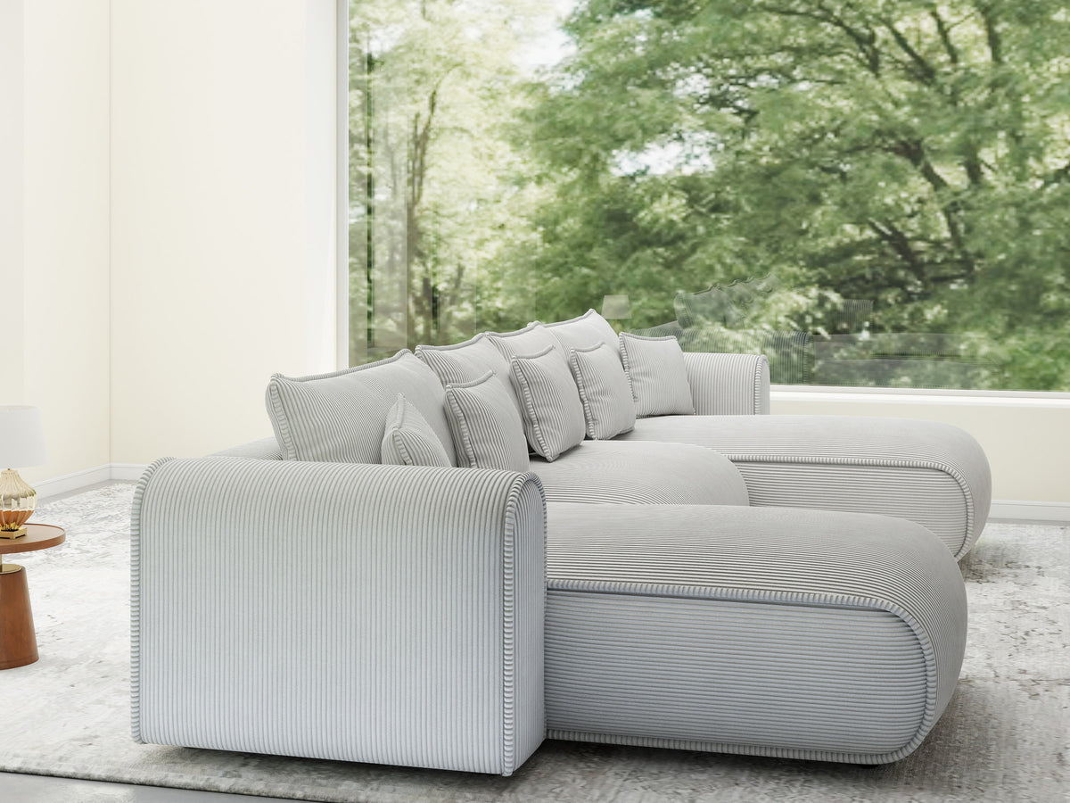 Colțar extensibil dumonde în formă de U cu ladă de depozitare Monaco U Zoom Pearl 390x190 cm — imagine 3