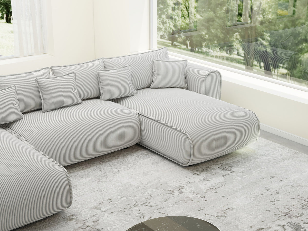 Colțar extensibil dumonde în formă de U cu ladă de depozitare Monaco U Zoom Pearl 390x190 cm — imagine 5