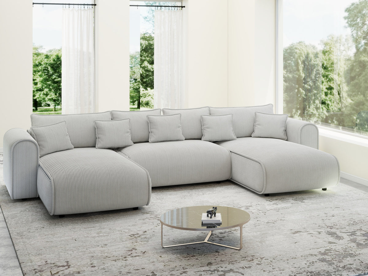 Colțar extensibil dumonde în formă de U cu ladă de depozitare Monaco U Zoom Pearl 390x190 cm — imagine 6