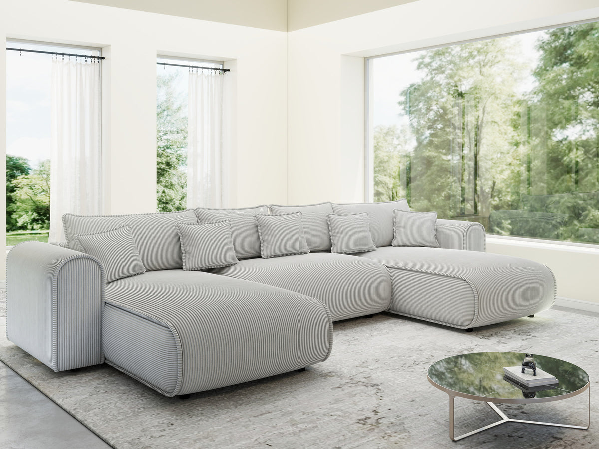 Colțar extensibil dumonde în formă de U cu ladă de depozitare Monaco U Zoom Pearl 390x190 cm — imagine 8